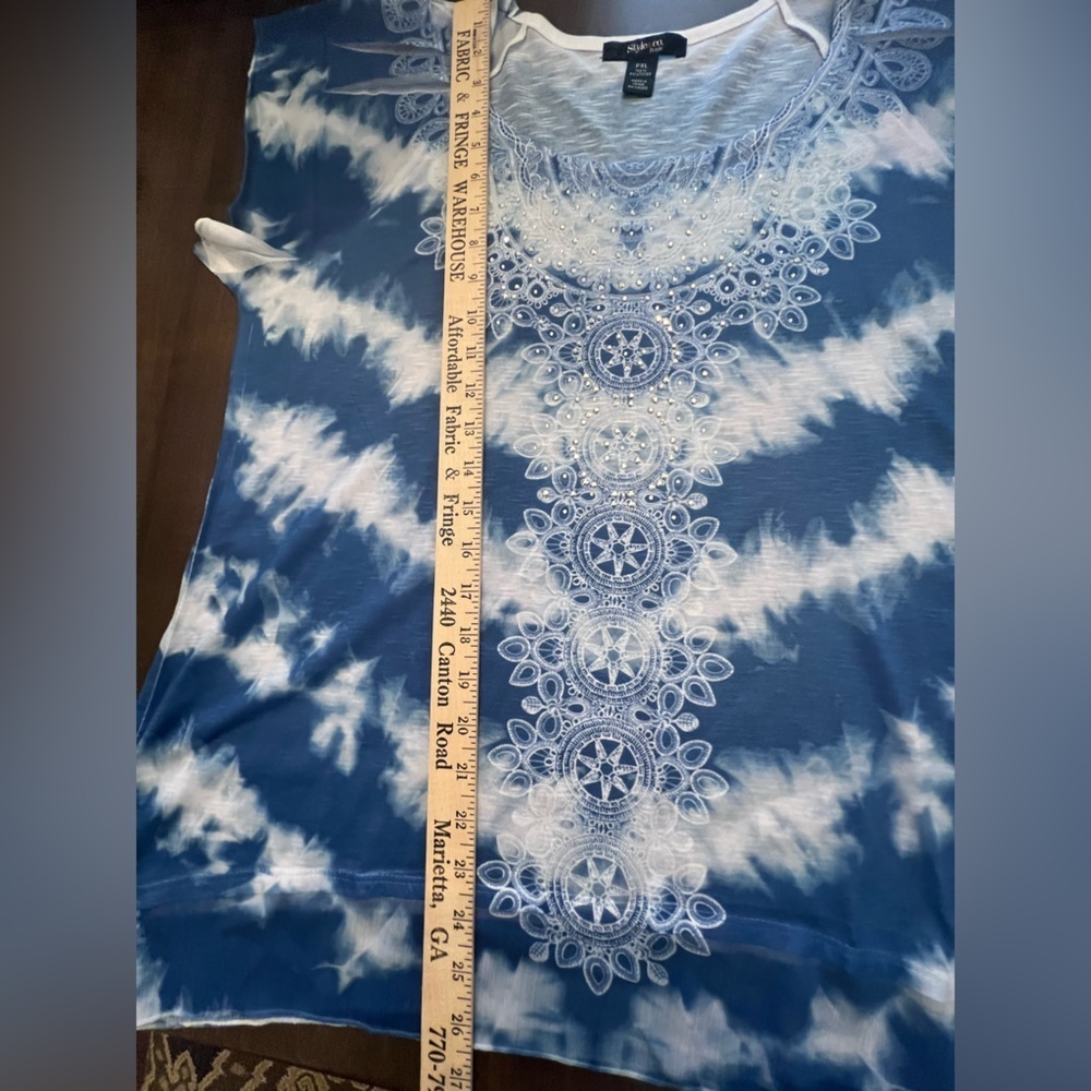 Women's Blue Tie-Dye Top - Picture 6 of 9
